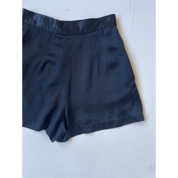 Vtg 90s High Rise Black Satin Booty Shorts Tag M 24"w Disco Retro Glam - Picture 6 of 7
